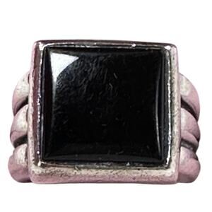 Retired James Avery Sterling Silver Square Black Onyx Heavy Ring Size 5
